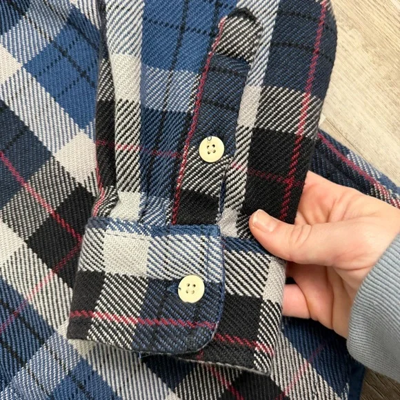 The North Face Mens Blue Plaid Valley Twill Flannel Heavy Shirt-size small *NWOT